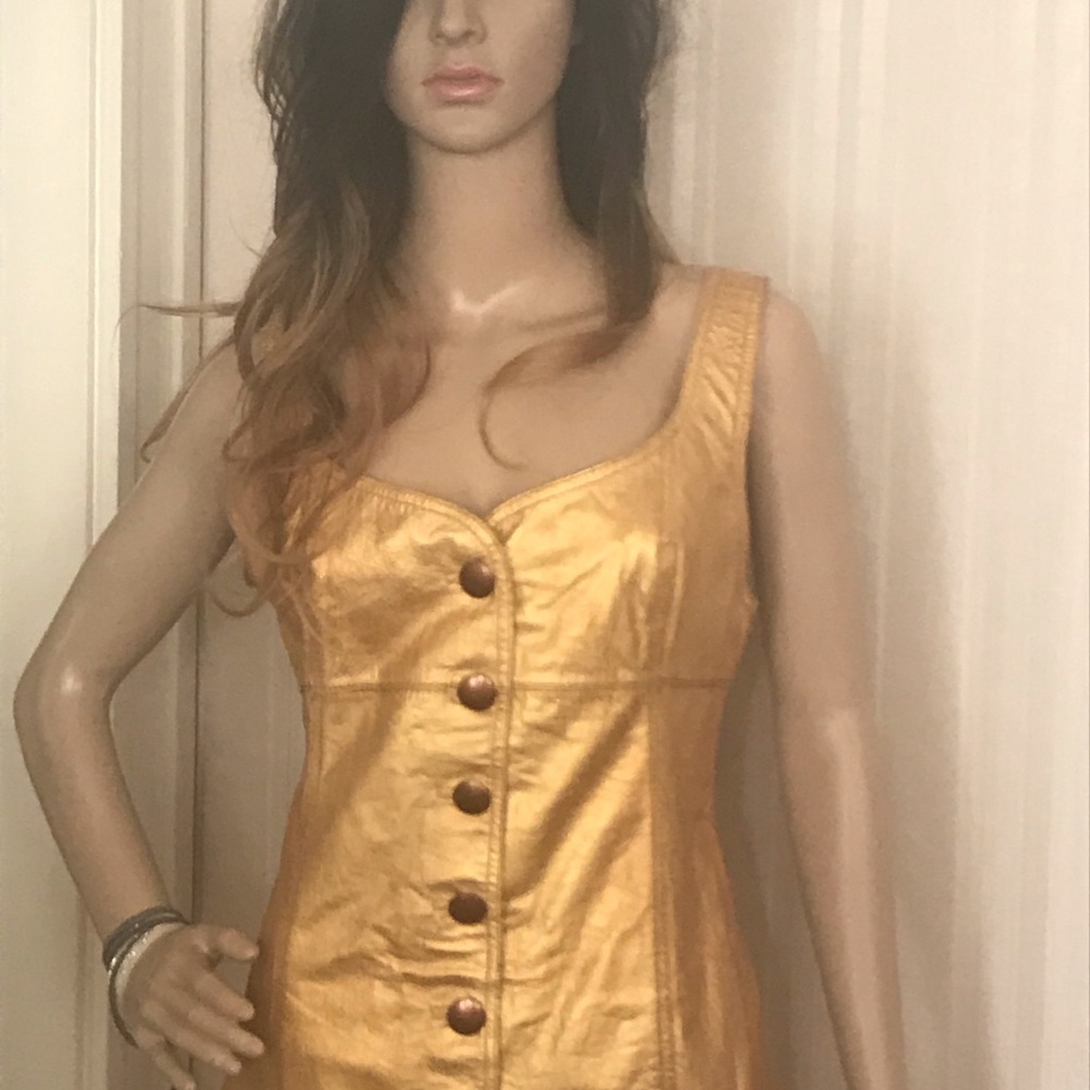Free People Goldie LEATHER Sheath Dress - Picture 14 of 16